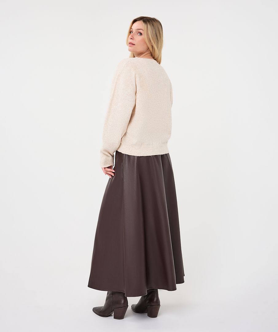 Hillary Chocolate Faux Leather Maxi Skirt