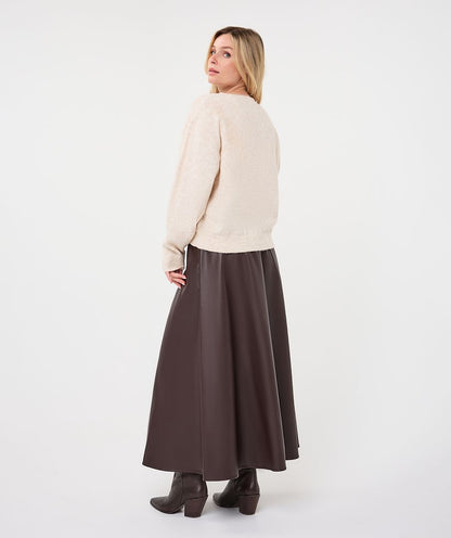 Hillary Chocolate Faux Leather Maxi Skirt