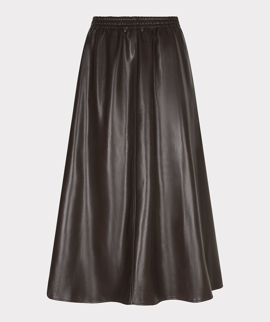 Hillary Chocolate Faux Leather Maxi Skirt