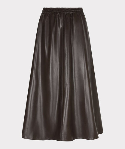 Hillary Chocolate Faux Leather Maxi Skirt