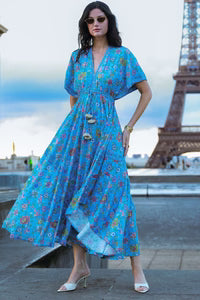 STRAWBERRY PARIS Seychelles Blue Jay Maxi Dress