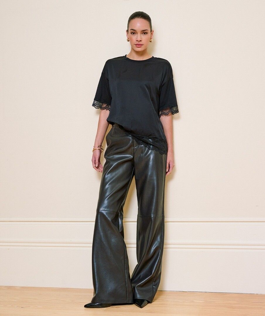 Franco Black Faux Leather Pant