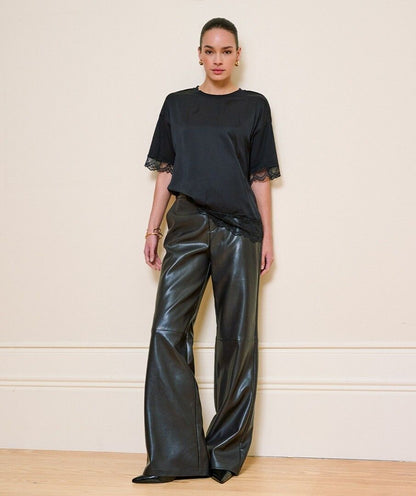Franco Black Faux Leather Pant