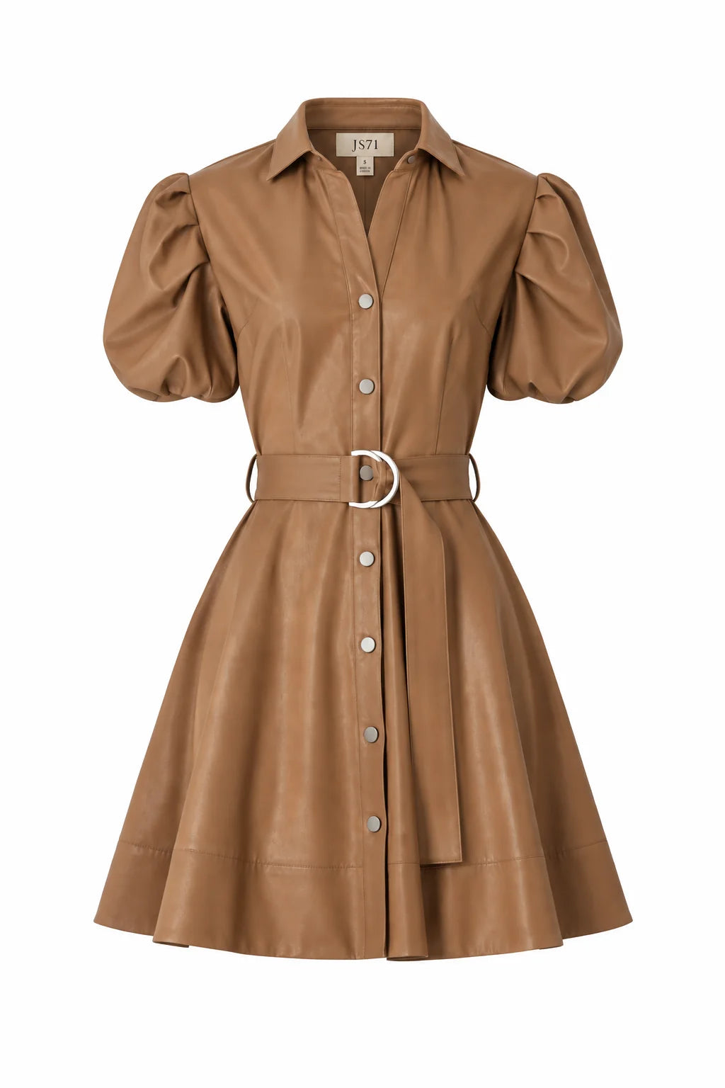 JS71 Faux Leather Camel Tyla Mini Dress