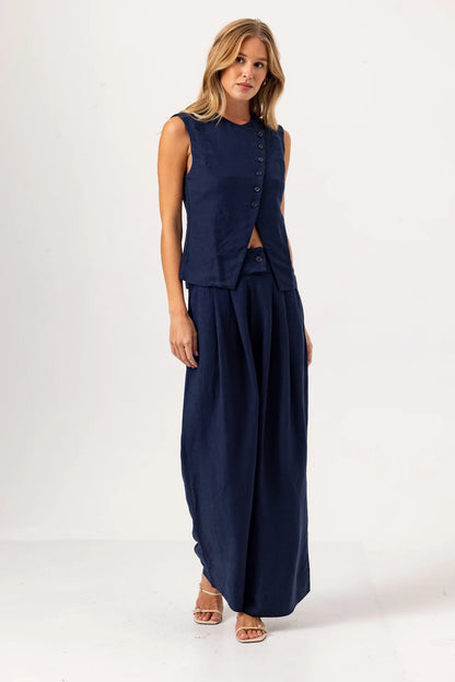 SUNDAYS Silken Vest and Pant Set - Navy