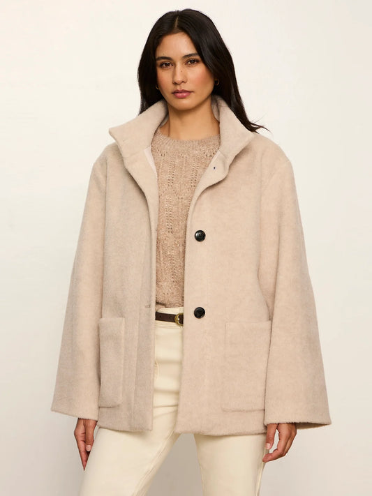 SANCTUARY Bone Bundled Wool Coat
