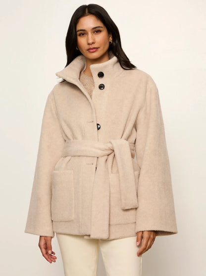 SANCTUARY Bone Bundled Wool Coat
