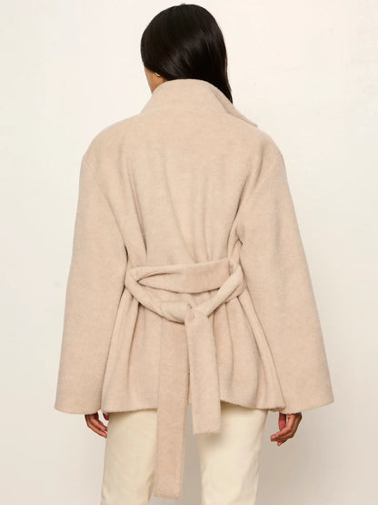 SANCTUARY Bone Bundled Wool Coat